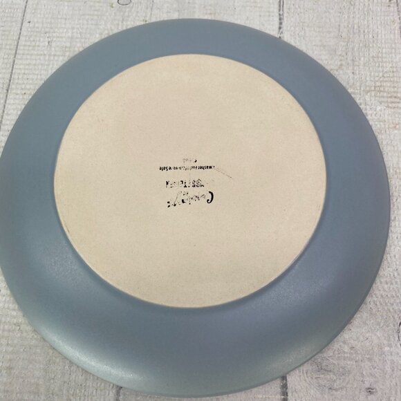 Chrissy Teigen GRAVINGS BLUE Color Motifs Textured Stoneware Salad Plates Set 4 - Picture 9 of 16